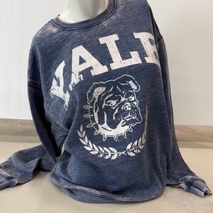 Blue Distressed Yale Crewneck Sweatshirt